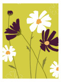 Simple Flowers on Green Background Wall Decal