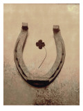 Lucky Horse Shoe on Dusty Rose Metallic IV Wall Decal