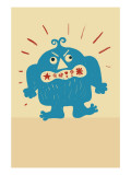 Angry Blue Monster Wall Decal