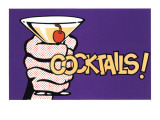 Cocktails! Pop Art with Martini in Hand Wall Decal