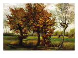 Autumn Landscape with Four Trees Autocollant mural par Vincent van Gogh