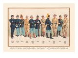 Uniforms: 4 Cavalry, 2 Engineers, 1 Hospital, 2 Staff, 2 Signal Corps, 1899 Autocollant mural par Arthur Wagner