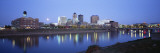 Buildings at the Waterfront Lit Up at Dawn, Des Moines River, Des Moines, Iowa, USA Wall Decal by Panoramic Images 