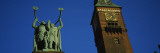 Low Angle View of a Statue and a Clock Tower, City Hall Square, Copenhagen, Denmark Wall Decal by Panoramic Images 