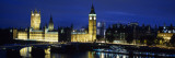 Westminster Bridge, Big Ben, Houses of Parliament Lit Up at Dusk, Westminster, London, England Wall Decal by Panoramic Images 