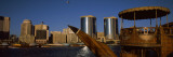 Wooden Dhow with Towers in Background, Deira Twin Towers, Deira, Dubai Creek, United Arab Emirates Wall Decal by Panoramic Images 