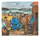 A Seattle, Washington Harbor Scene of a Tanker Strike with Police and Pickets Nearing a Clash Giclee Print by Ronald Ginther