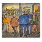 Two Police Officers Arresting Two Drunks on a Street of the Skid Road Area of Seattle Giclée-tryk af Ronald Ginther Two Police Officers Arresting Two Drunks on a Street of the Skid Road Area of Seattle Giclée-tryk af Ronald Ginther