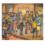 Two Blind Male Singers with Guitar and Accordian Surrounded by an Appreciative Crowd Giclee Print by Ronald Ginther