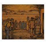 A Seattle, Washington Harbor Scene of a Tanker Strike, Police, and Men Giclée-tryk af Ronald Ginther A Seattle, Washington Harbor Scene of a Tanker Strike, Police, and Men Giclée-tryk af Ronald Ginther