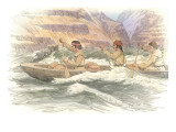 A Group of Three Corpsmen in a Canoe on the Snake River Lámina giclée por Roger Cooke