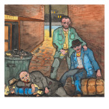 `Dehorns' Beside a Garbage Can Filled with Empty Bottles and Cans Giclee Print by Ronald Ginther