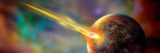 Meteor Hitting Earth from a Distance Autocollant mural par Panoramic Images 