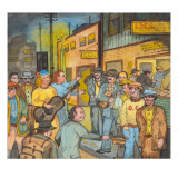 Women Evangelists Preaching and Singing to Men on Skid Road Giclée-tryk af Ronald Ginther Women Evangelists Preaching and Singing to Men on Skid Road Giclée-tryk af Ronald Ginther