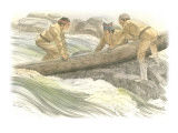 Three Corpsmen are Standing on Rocks in the Snake River Lámina giclée por Roger Cooke
