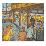 Some Unemployed Men Passing Through the Pike Place Market on their Way to the Soup Kitchen Giclee Print by Ronald Ginther