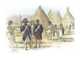 Three Corpsmen Meeting a Group of Four Indians Giclee Print by Roger Cooke