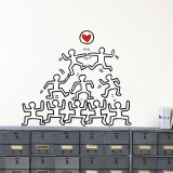 Stacked Figures with Heart Autocollant mural par Keith Haring