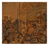 Men Fighting on Skid Road in Seattle Giclée-tryk af Ronald Ginther Men Fighting on Skid Road in Seattle Giclée-tryk af Ronald Ginther