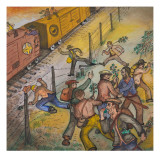 Santa Fe Freight Train on Siding Giclée-tryk af Ronald Ginther Santa Fe Freight Train on Siding Giclée-tryk af Ronald Ginther