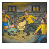 A Fight Scene in a Cell of the Seattle City Jail Giclee Print by Ronald Ginther