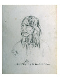 Portrait of Iso 2nd Chief of the Deschutes Indians Giclee Print by Gustav Sohon