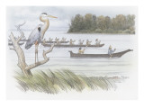 A Heron Perched on a Dead Branch Giclee Print by Roger Cooke
