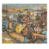 Men and Women in a Washington State Hunger March on U.S. Highway 99 South to Olympia Giclee Print by Ronald Ginther