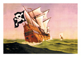 Pirate Ship with Sails All Set, c.1930 Wall Decal by Anton K. Skillin
