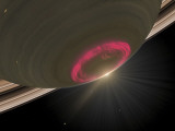 Artist's Concept of a Cherry-Red Aurora Hovering Over Saturn's South Pole Photographic Print by Stocktrek Images 