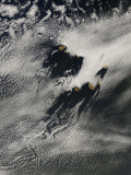 Ship-Wave-Shaped Wave Clouds and Cloud Vortices Induced by the Cape Verde Islands, May 16, 2007 Photographic Print by Stocktrek Images 