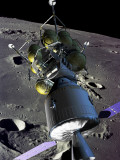 New Spaceship to the Moon, the Crew Goes into Lunar Orbit Photographic Print by Stocktrek Images 
