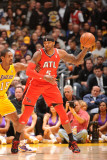 Atlanta Hawks v Los Angeles Lakers, Los Angeles, CA - February 22: Josh Smith and Ron Artest Photographic Print by Andrew Bernstein