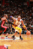 Los Angeles Lakers v Miami Heat, Miami, FL - March 10: Kobe Bryant and Dwyane Wade Photographic Print by Victor Baldizon