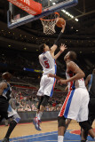 Minnesota Timberwolves v Detroit Pistons, Auburn Hills, MI - March 2: Austin Daye and Greg Monroe Photographic Print by Allen Einstein