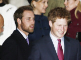 Prince William, sporting a new beard, with his brother Prince Harry as the Royal Family attend a Ch Fotografisk tryk Prince William, sporting a new beard, with his brother Prince Harry as the Royal Family attend a Ch Fotografisk tryk