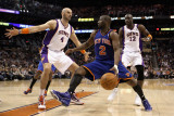 New York Knicks v Phoenix Suns, Phoenix - January 07: Raymond Felton, Marcin Gortat and Mickael Pie Photographic Print by Christian Petersen