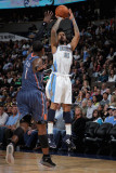 Charlotte Bobcats v Denver Nuggets, Denver, CO - March 02: Wilson Chandler and Stephen Jackson Photographic Print by Doug Pensinger
