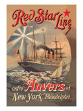 Red Star Cruise Line: Antwerp, New York, and Philadelphia Wall Decal by C. Satzmann