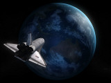 Space Shuttle Backdropped Against Earth Photographic Print by Stocktrek Images 