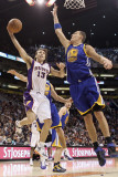 Golden State Warriors v Phoenix Suns, Phoenix, AZ - February 10: Steve Nash and Andris Biedrins Photographic Print by Christian Petersen