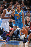 New Orleans Hornets v Denver Nuggets, Denver - January 9: David West and Nene Photographic Print by Garrett Ellwood