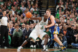 Golden State Warriors v Boston Celtics, Boston, MA - March 4: Kevin Garnett and David Lee Photographic Print by Brian Babineau