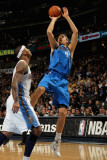 Dallas Mavericks v Denver Nuggets, Denver, CO - February 10: Dirk Nowitzki and Carmelo Anthony Photographic Print by Doug Pensinger