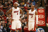 Sacramento Kings v Miami Heat, Miami - February 22: LeBron James and Dwyane Wade Photographic Print by Issac Baldizon