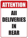 Deliveries in Rear Blechschild