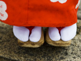 Feet and Dress of a Young Maiko (Apprentice Geisha) Girl in Shirakawa-Miname-Dori Street Photographic Print by Greg Elms