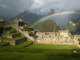 Rainbow over Incan Ruins of Machu Picchu Photographic Print by Emily Riddell