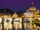 St Peter's Basilica from the Tiber River at Dusk Photographic Print by Glenn Beanland