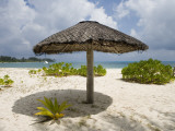 Sun Shade on Beach, Taj Denis Island Resort, Denis Island, Seychelle Photographic Print by Holger Leue